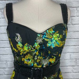 💫NWT💫 Badgley Mischka Sequin Embellished Cocktail Dress, Black, Size 6